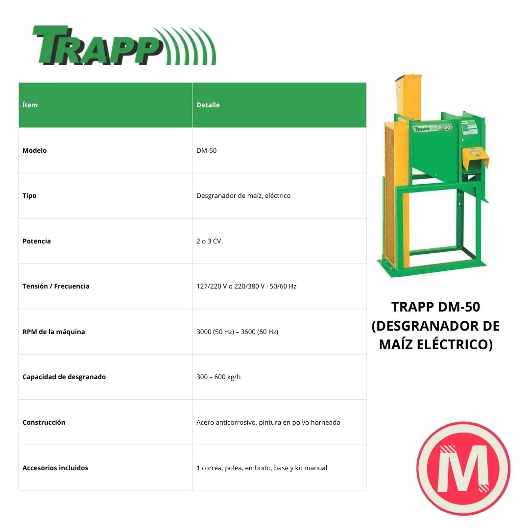 Desgranador De Maíz Trapp DM 50 Motor Electrico - Imagen 3