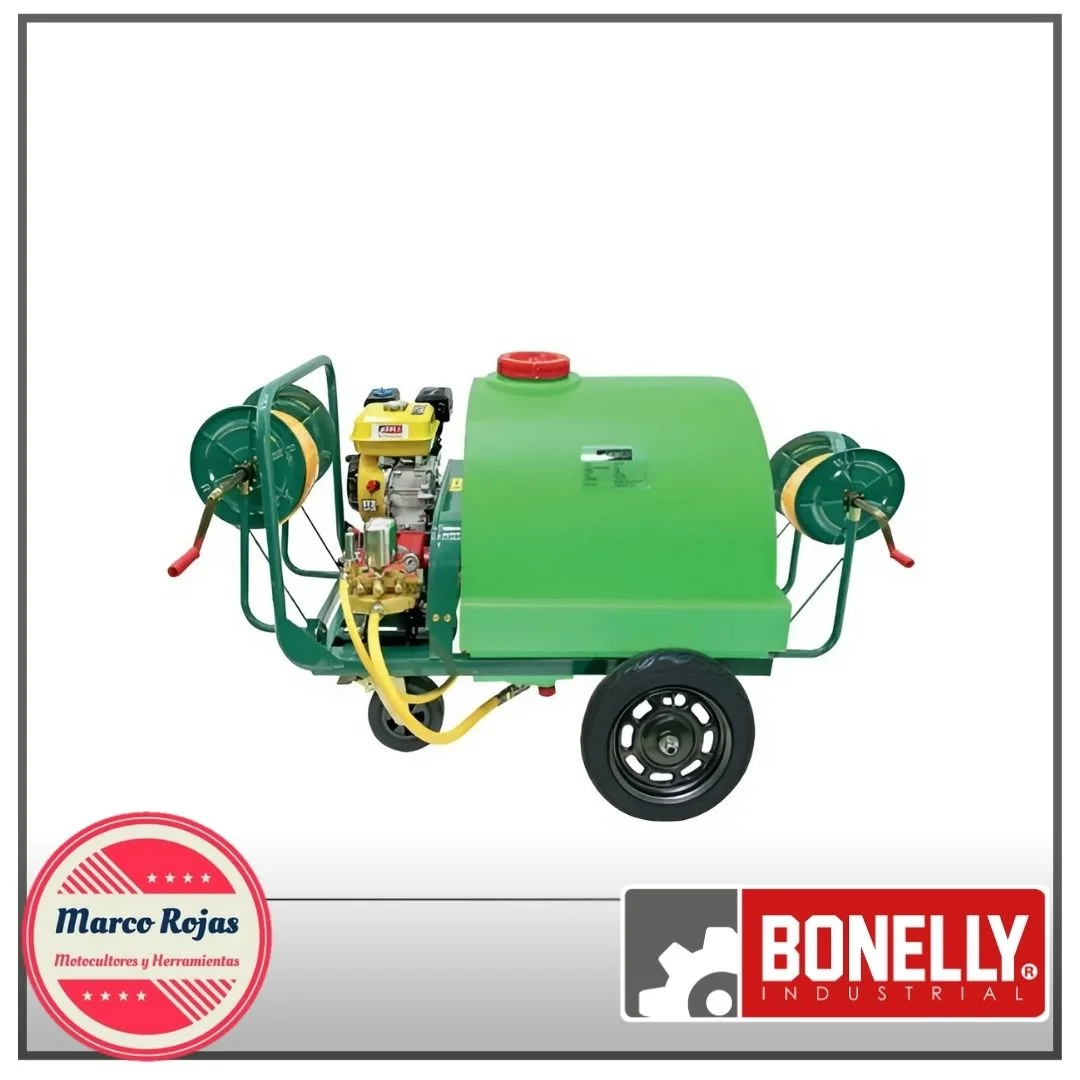 BONELLY INDUSTRIAL MOTOFUMIGADORA AGRÍCOLA 300 LITROS CON FAJA DE 5.5HP/ROJA/CABEZAL BN30
