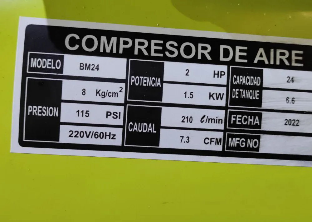 Compresora de Aire Bonhoeffer BON-DDAC-25L 2HP 25L Pistón - Imagen 2