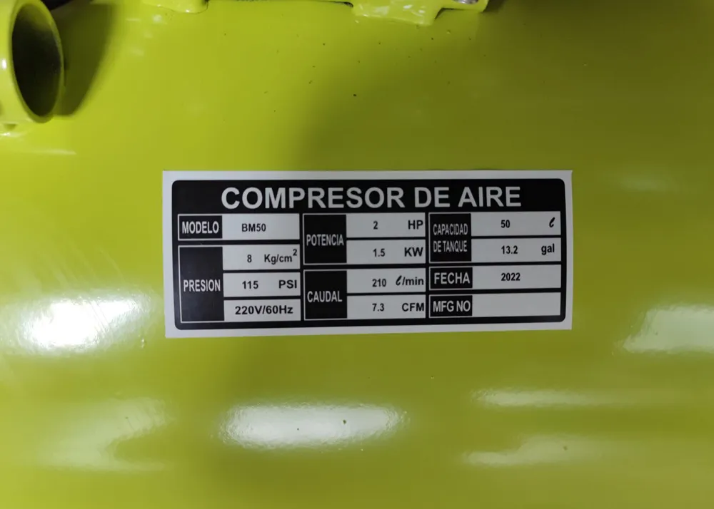 Compresora de Aire Bonhoeffer BON-DDAC-50L 2HP 50L Pistón - Imagen 3