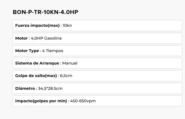 Apisonador Bonhoeffer BON-P-TR-10KN-4.0HP 4T Fuerza 10kN - Imagen 2