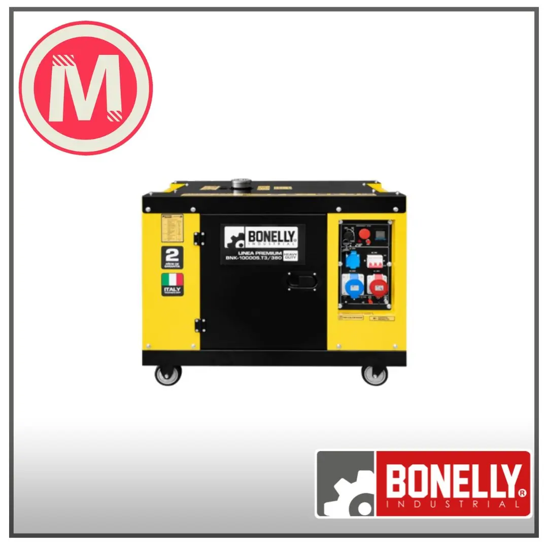 Generador Diésel Silencioso BNK-10000S.T3/380 Trifásico 380V 7KW con Pre-calentador, Arranque Eléctrico y Control Remoto - Bonelly Industrial - BNK-10000S.T3/380