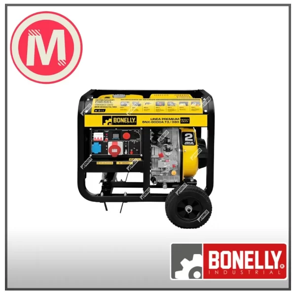 Generador Diésel Trifásico 6KW 380V Bonelly BNK-9000A.T3/380 con Arranque Eléctrico y Control Remoto
