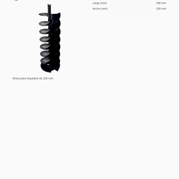 Broca Niwa 150 mm x 700 mm para Ahoyadora – Alta resistencia