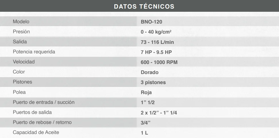 Cabezal de Hidrolavadora Bonelly Industrial BNO-120 40 Bar 580 PSI