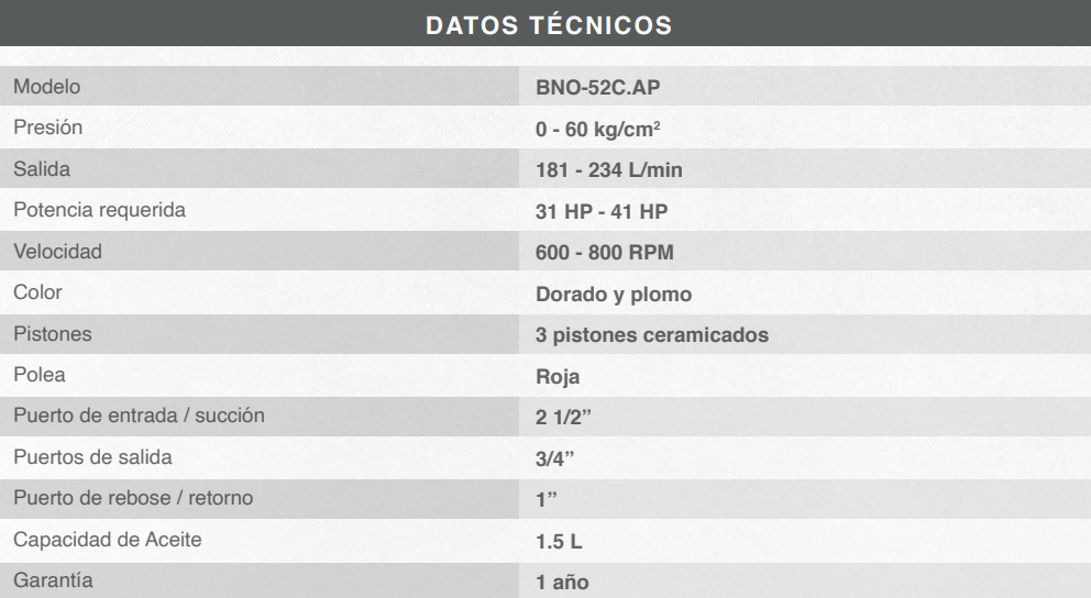 Cabezal de Hidrolavadora Heavy Duty Bonelly BNO-52C.AP 60 bar (870 PSI)