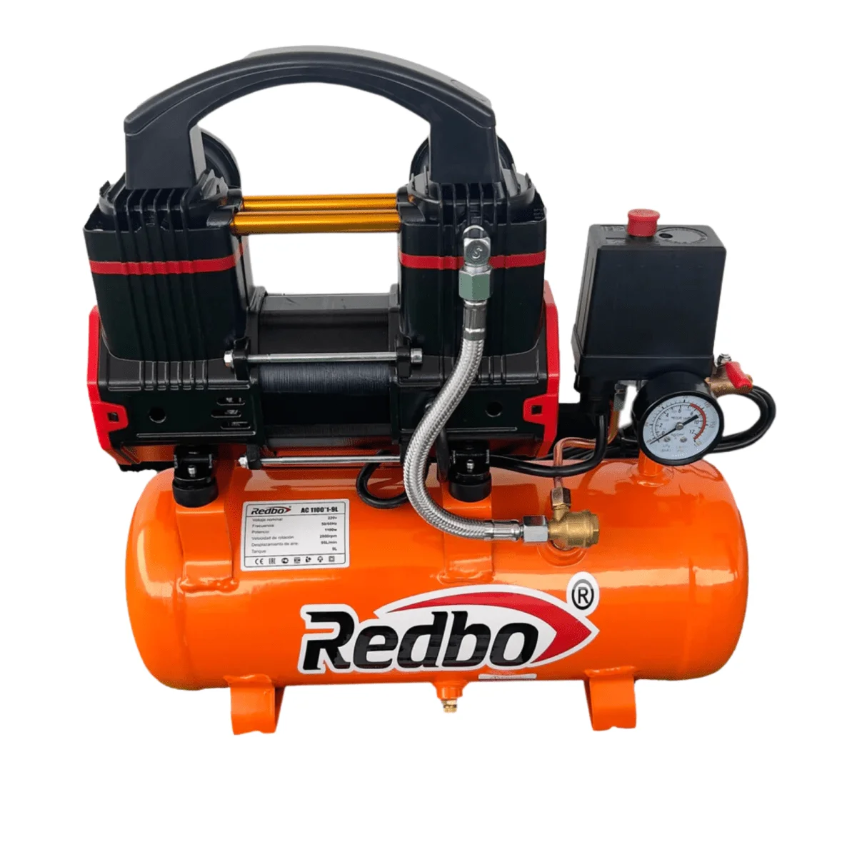 Compresor de Aire Silencioso 9L 220V REDBO AC 1100*1-9L